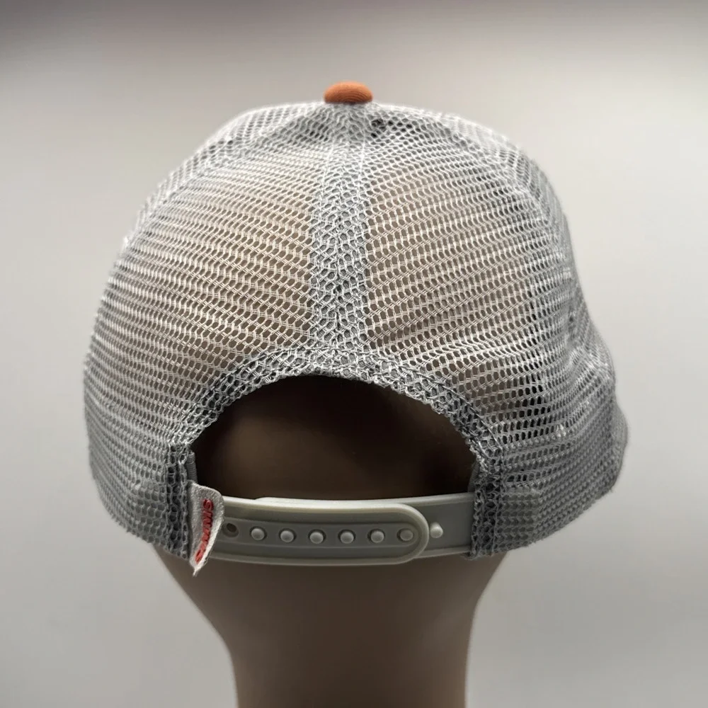 Simms Trucker Hat Cap Central Houston CCA Orange Mesh Fishing‎ Snapback
